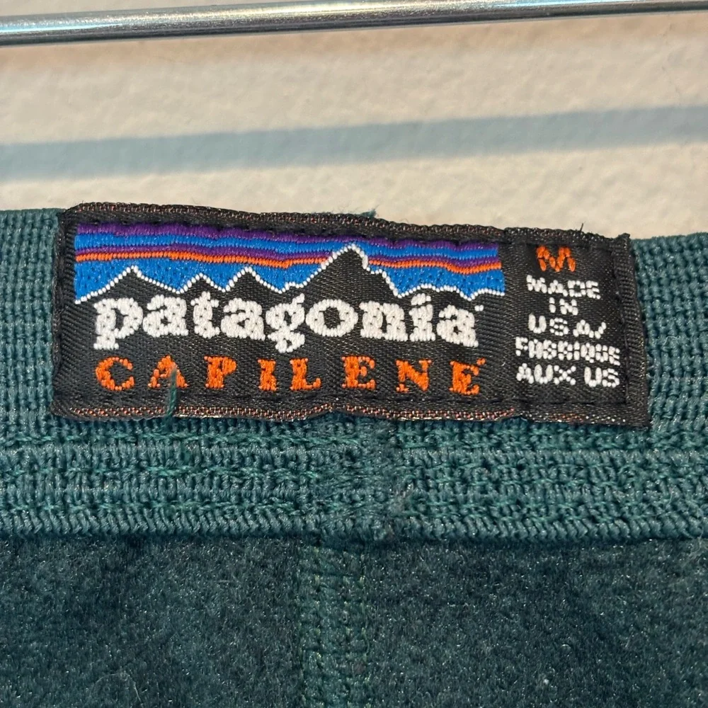 Vntg Patagonia Men's Dark Green Fleece Joggers Medium - Picture 4 of 4